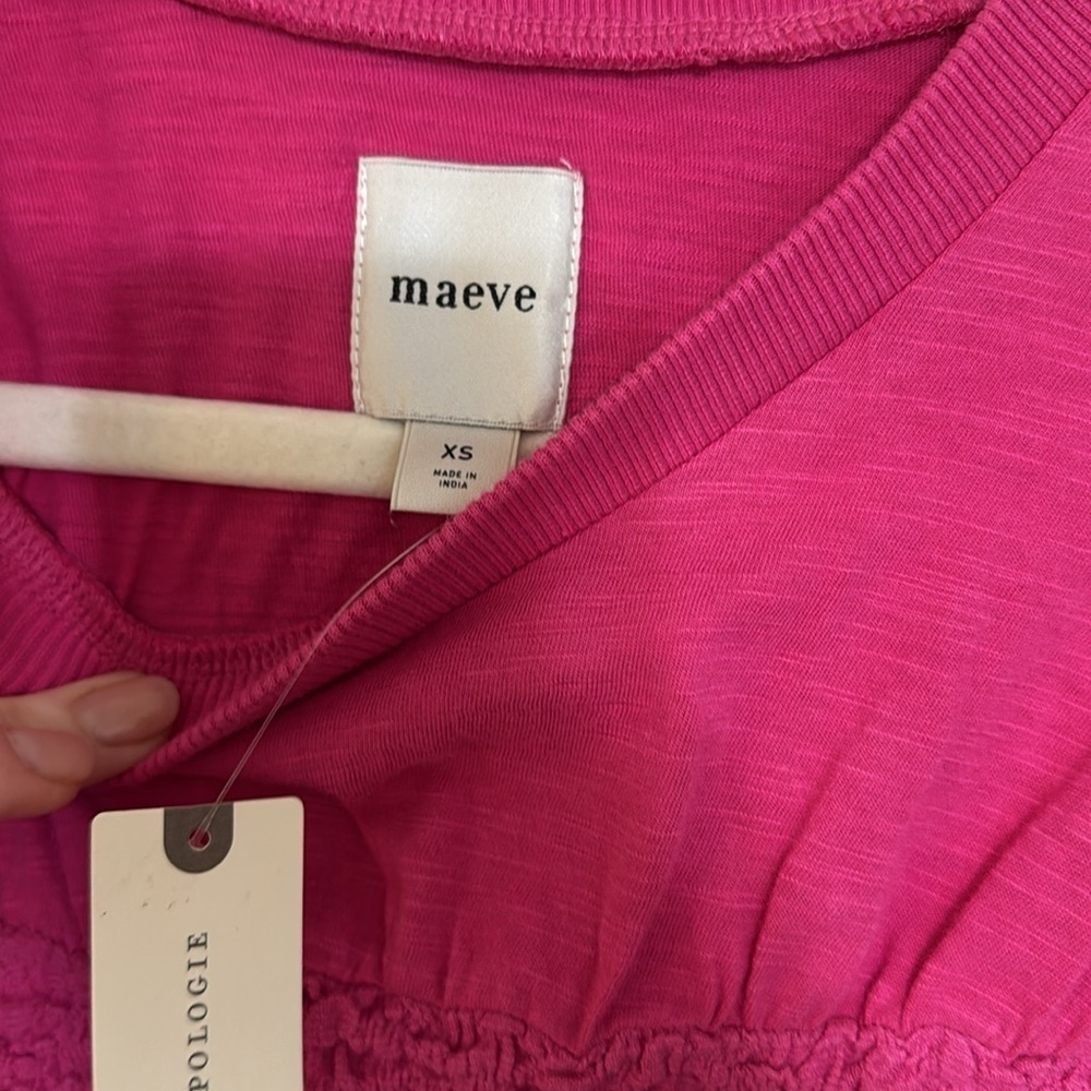 Maeve x Anthropologie Smocked Muscle Top in Pink - Picture 3 of 5